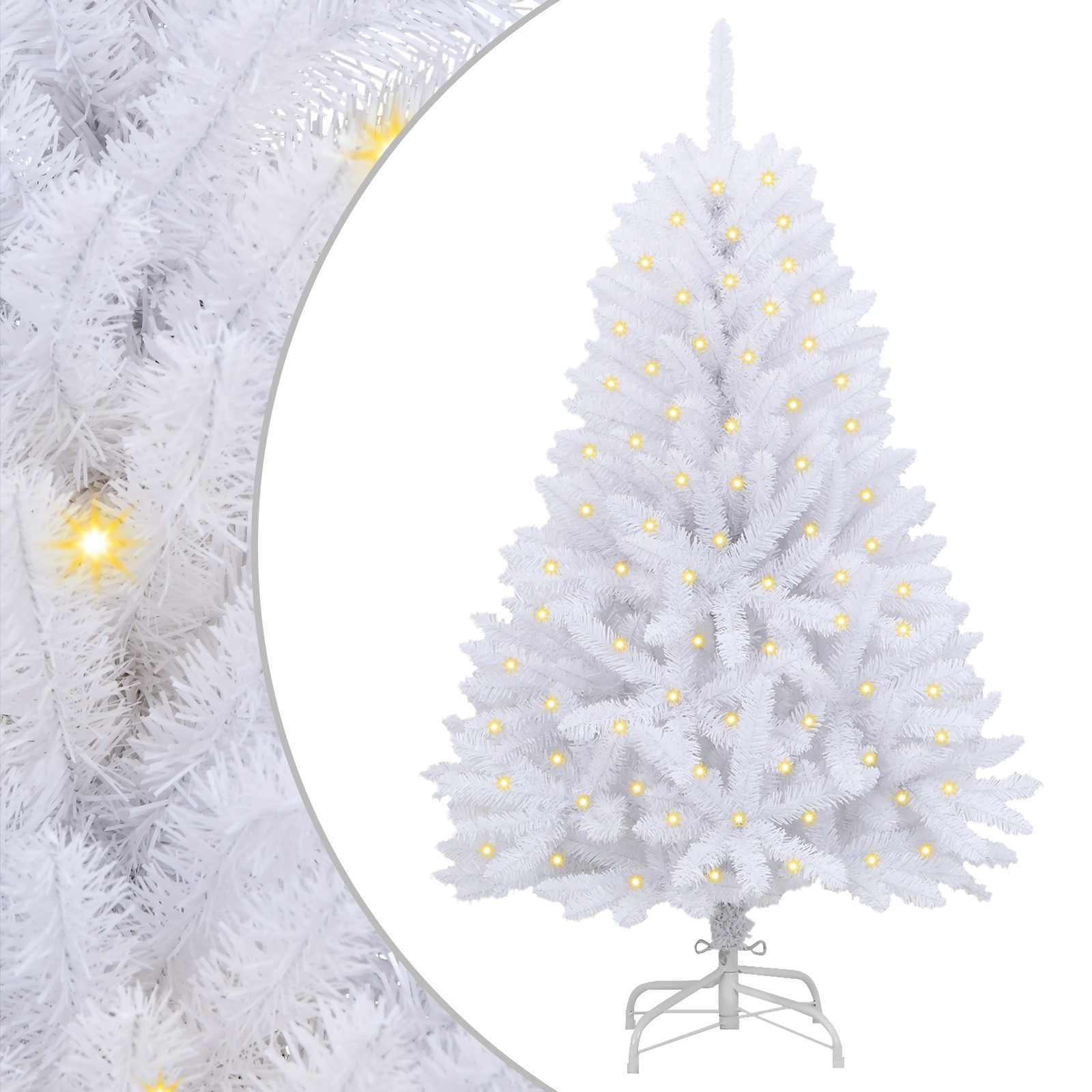 Dirbtinė Kalėdų eglutė su 150 LED Balta 150 cm PVC ir metalas