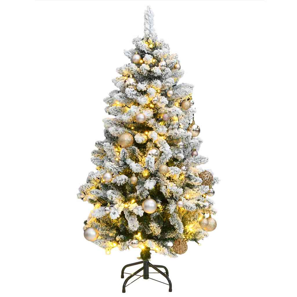 Kalėdų eglutė su šarnyrinėmis šakomis/LED/žaisliukais, 120cm