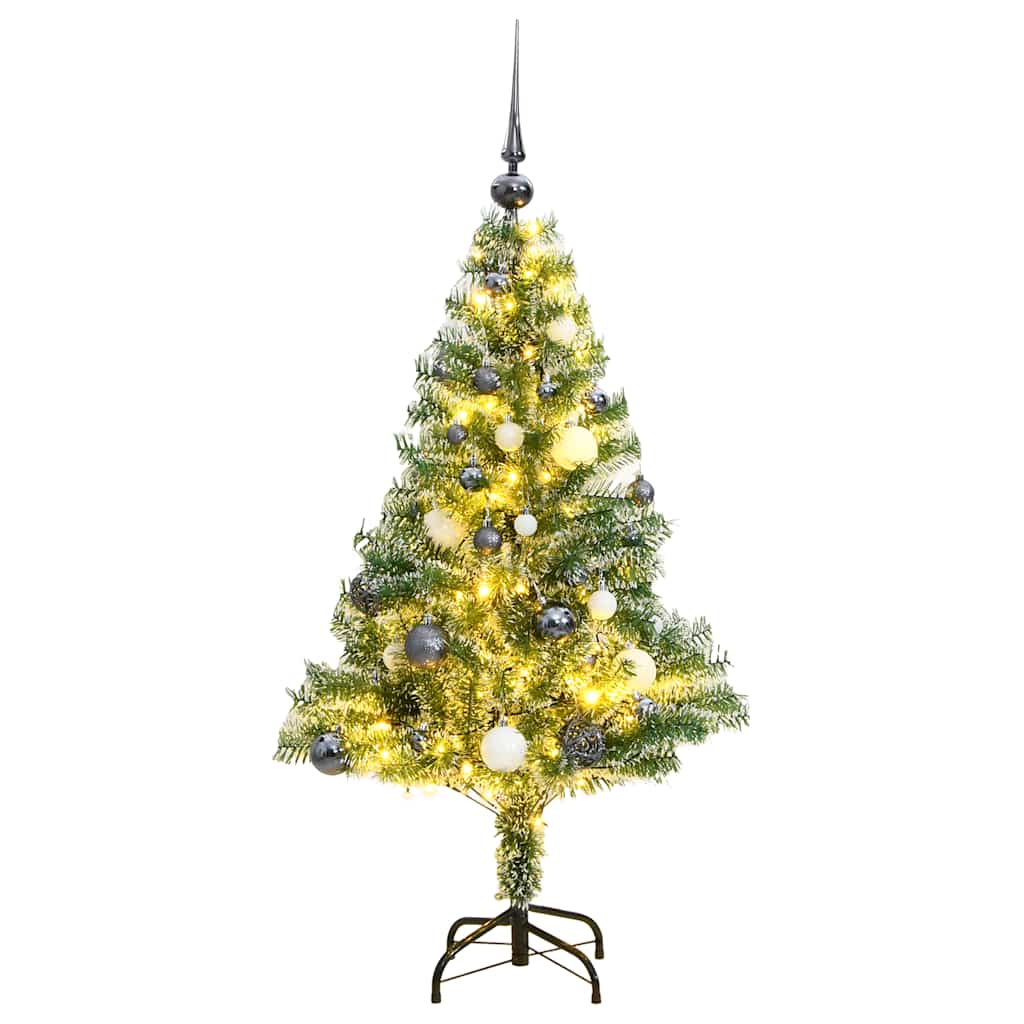 Artificial Christmas Tree with 150 LEDs, Decorations, and Snow, 150cm