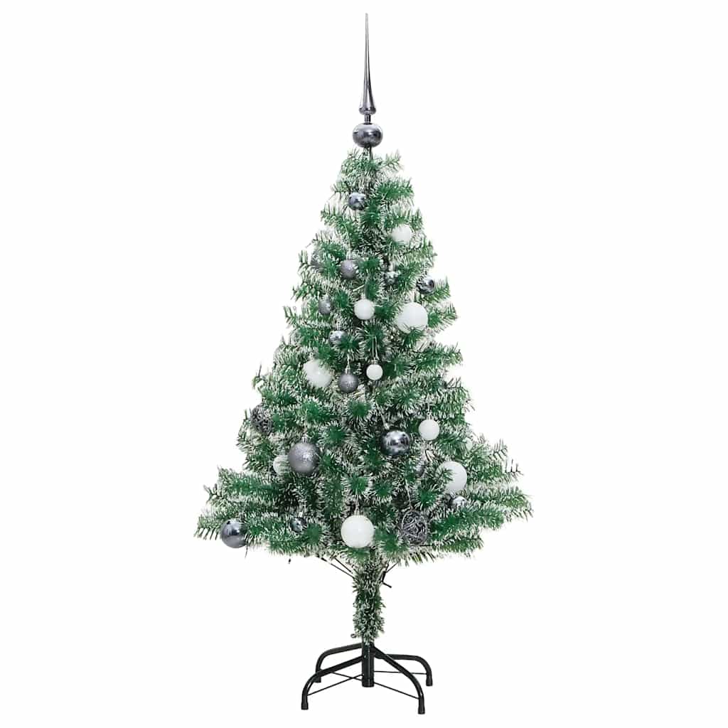 Artificial Christmas Tree with 150 LEDs, Decorations, and Snow, 150cm