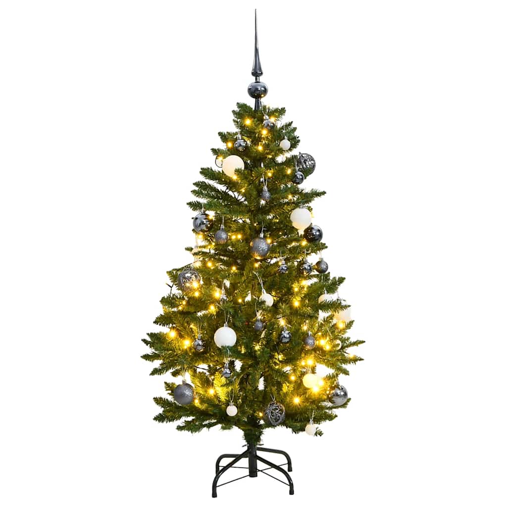 Kalėdų eglutė su šarnyrinėmis šakomis/LED/žaisliukais, 120cm