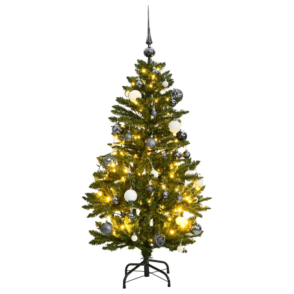 Ziemassvētku eglīte ar salokāmiem zariem/LED/rotājumiem, 150cm