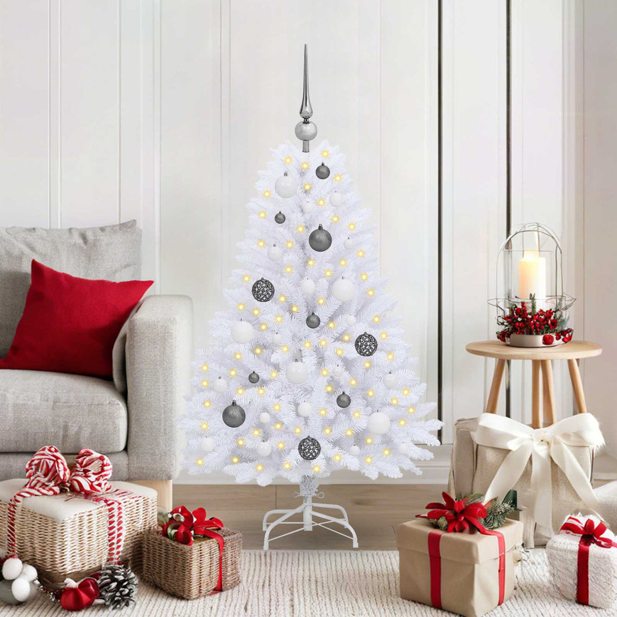 Dirbtinė Kalėdų eglutė 120 cm PVC ir Plienas Balta