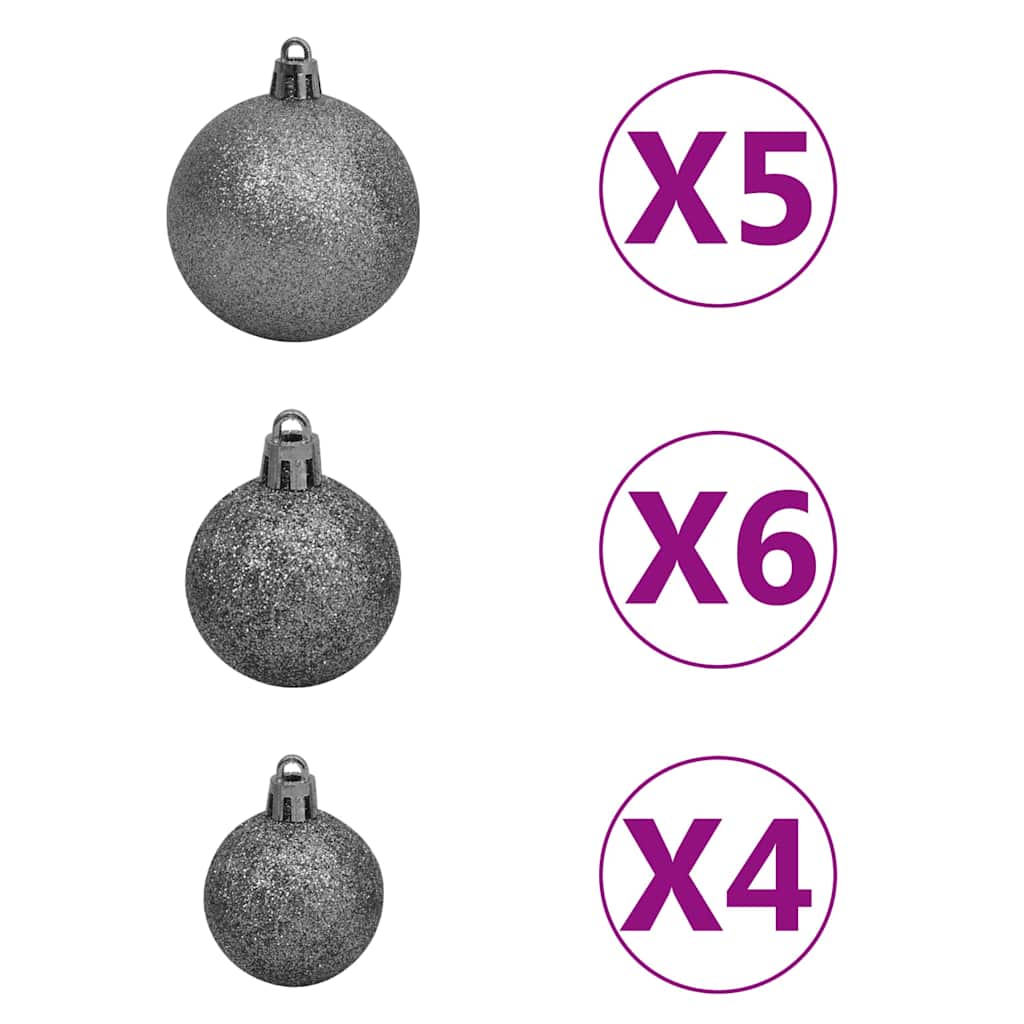 Kalėdų eglutė su šarnyrinėmis šakomis/LED/žaisliukais, 120cm