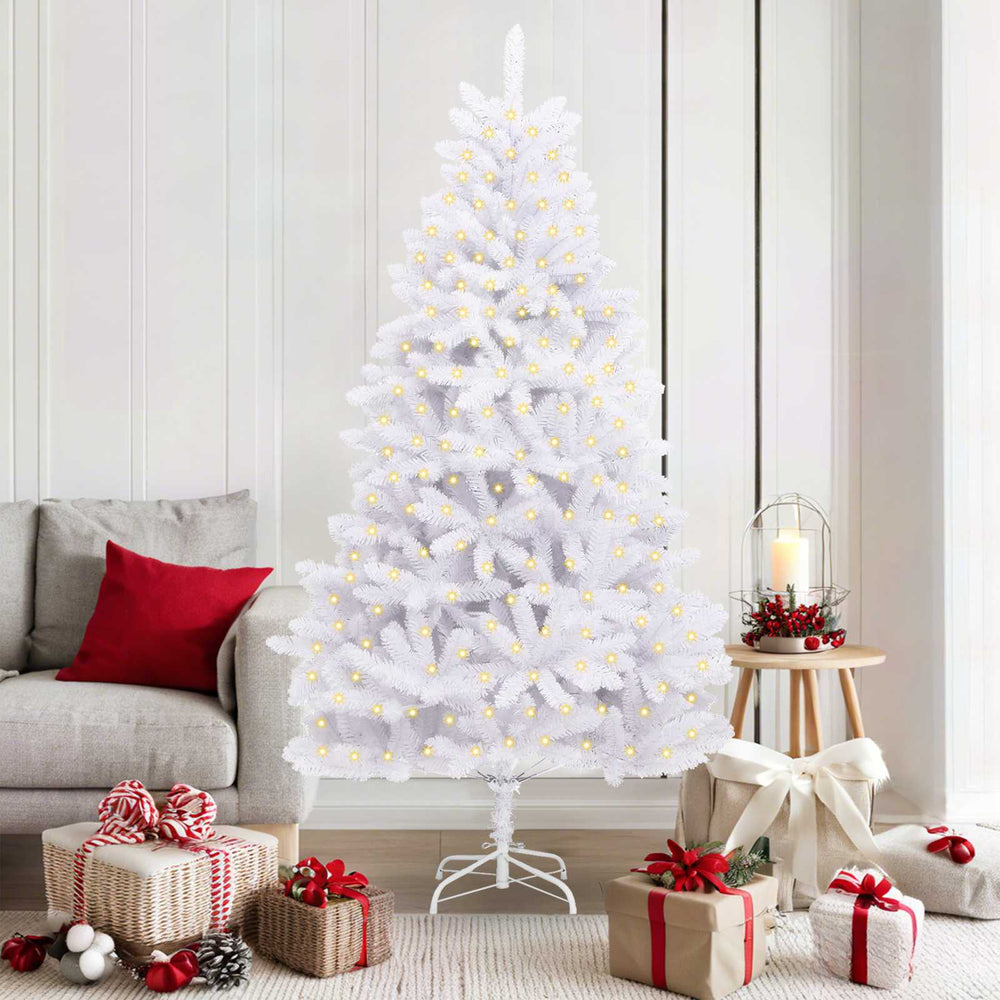 Artificial Christmas Tree with 300 LEDs White 180 cm PVC and Metal