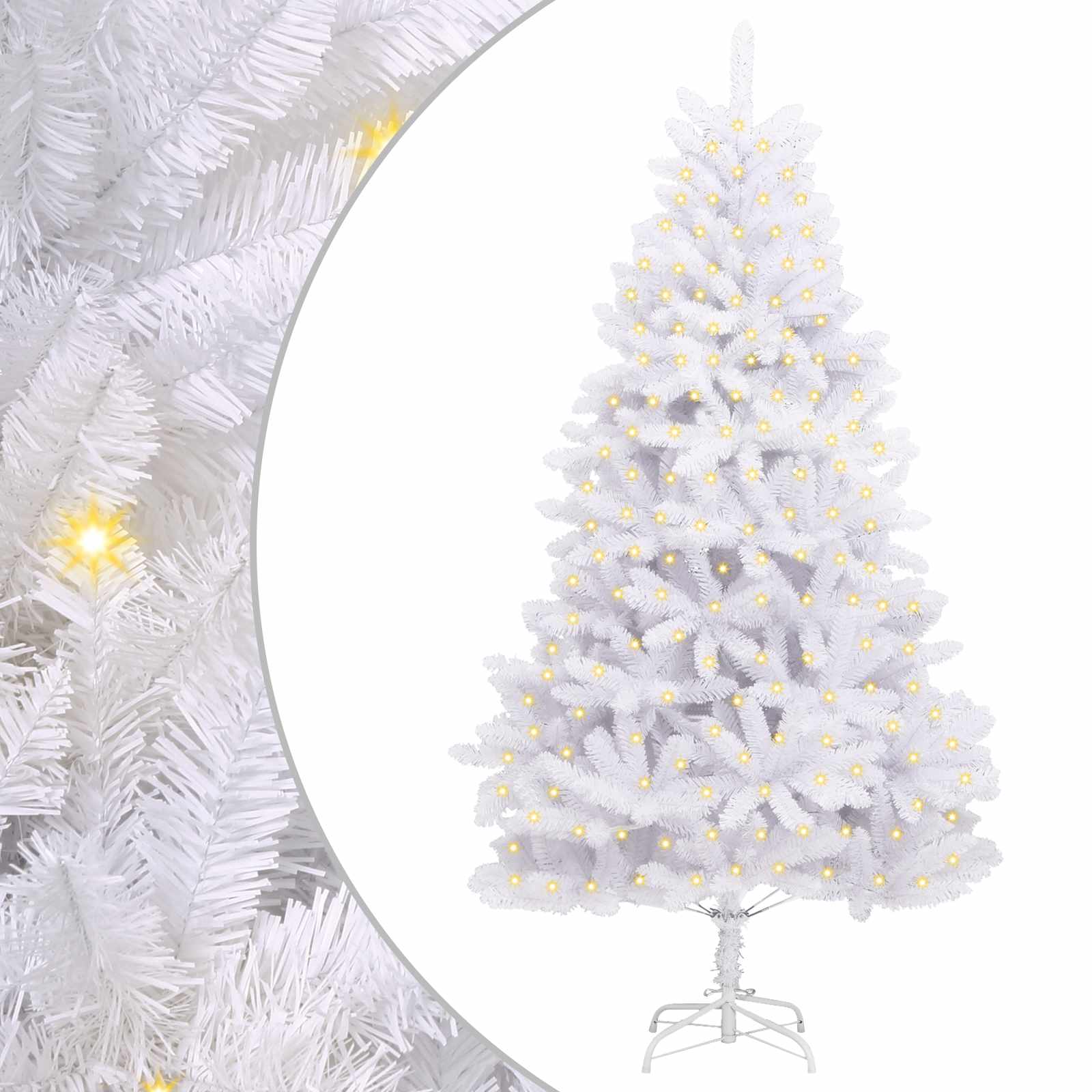 Dirbtinė Kalėdų eglutė su 300 LED Balta 180 cm PVC ir metalas