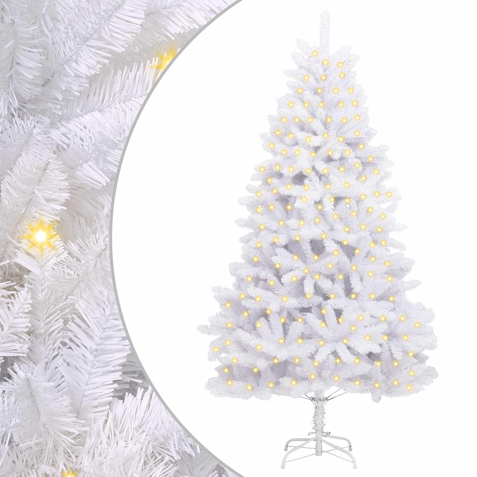 Dirbtinė Kalėdų eglutė su 300 LED Balta 210 cm PVC ir metalas