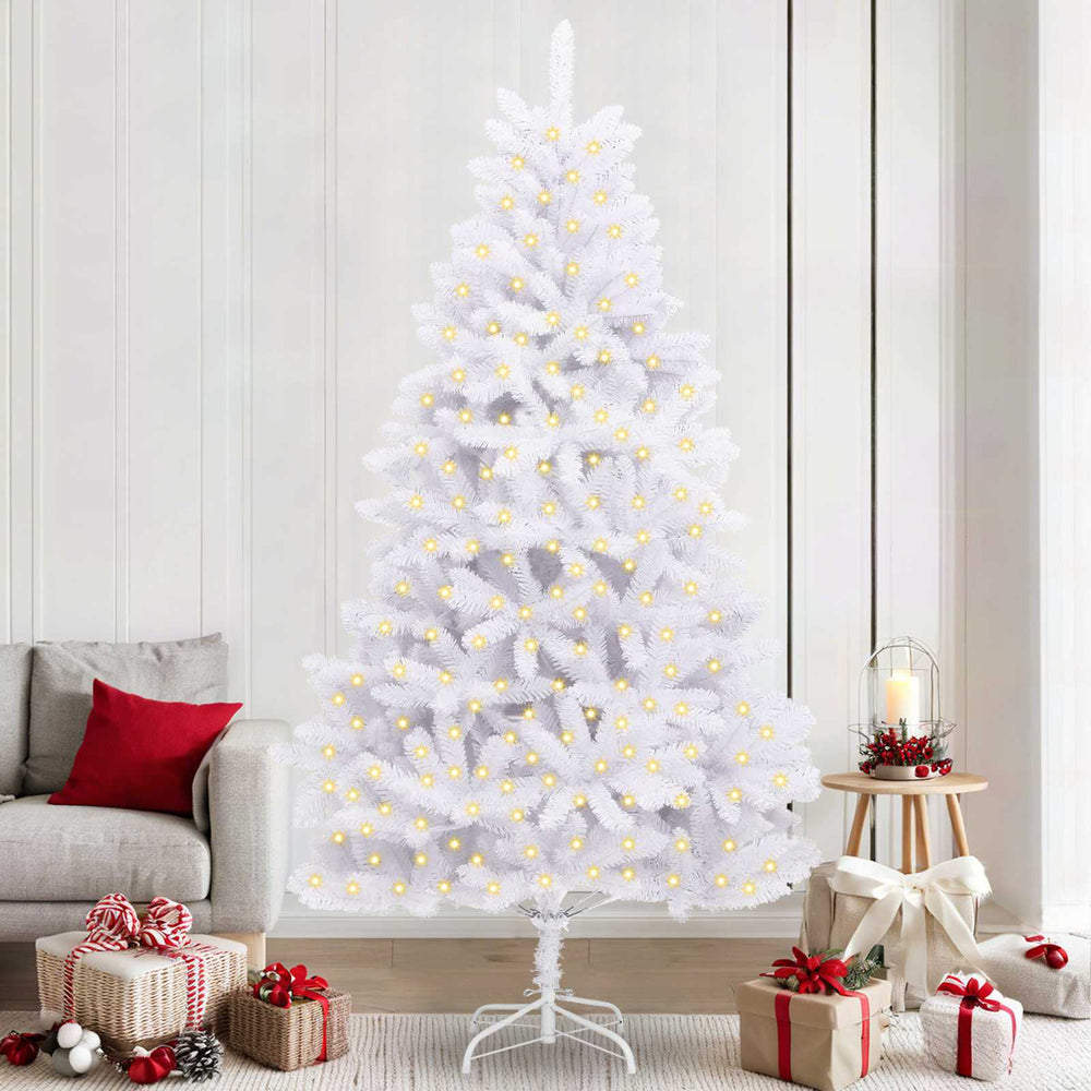 Artificial Christmas Tree with 300 LEDs White 240 cm PVC and metal