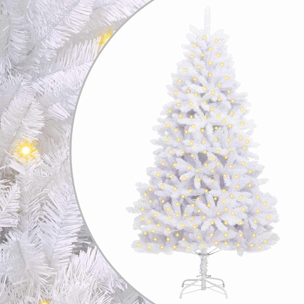 Artificial Christmas Tree with 300 LEDs White 240 cm PVC and metal