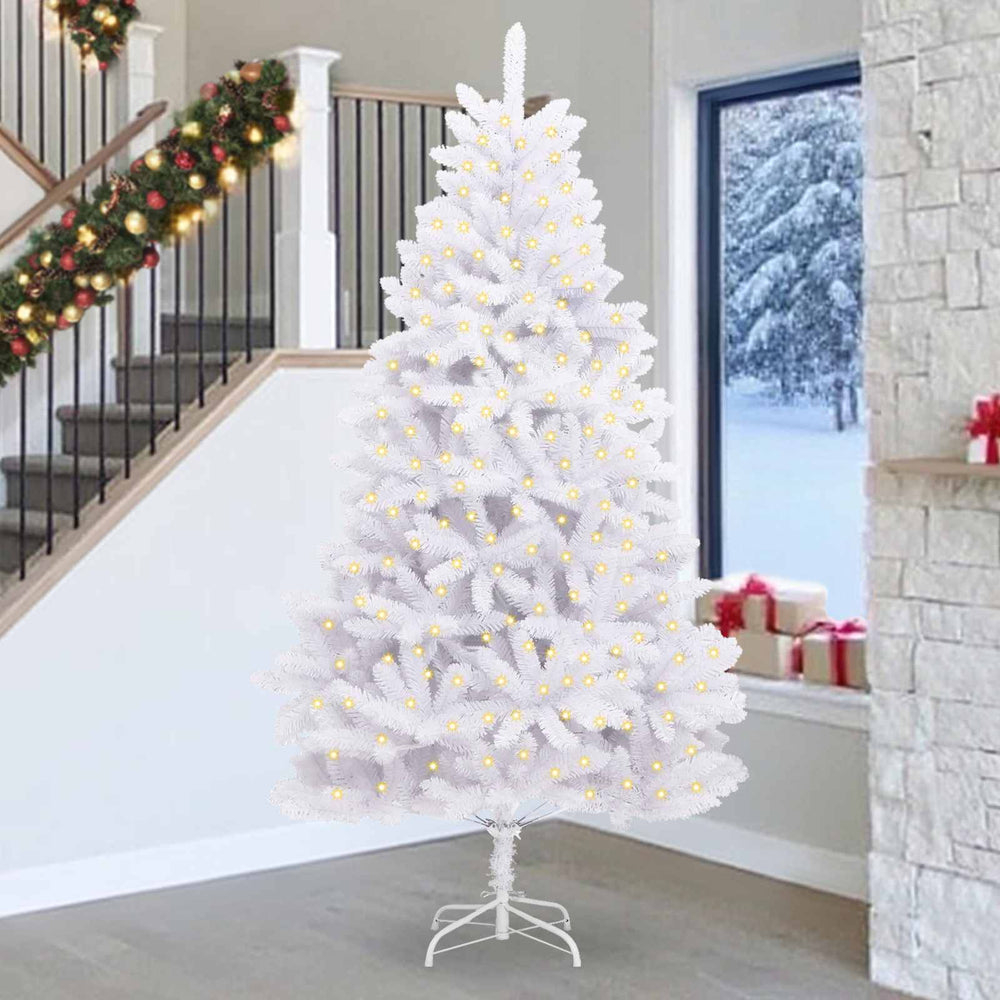 Artificial Christmas Tree with 300 LEDs White 270 cm PVC and Metal