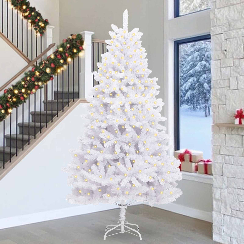 Artificial Christmas Tree with 300 LED White 300 cm PVC and Metal