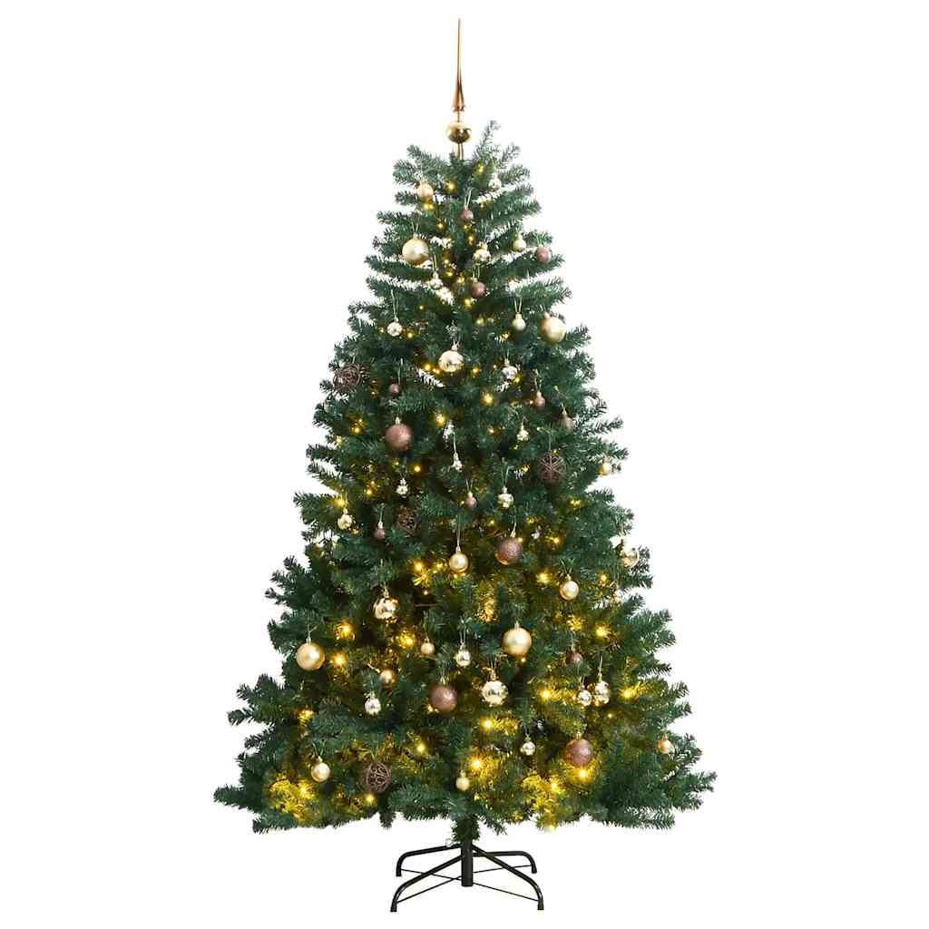 Kalėdų eglutė su šarnyrinėmis šakomis/LED/žaisliukais, 180cm