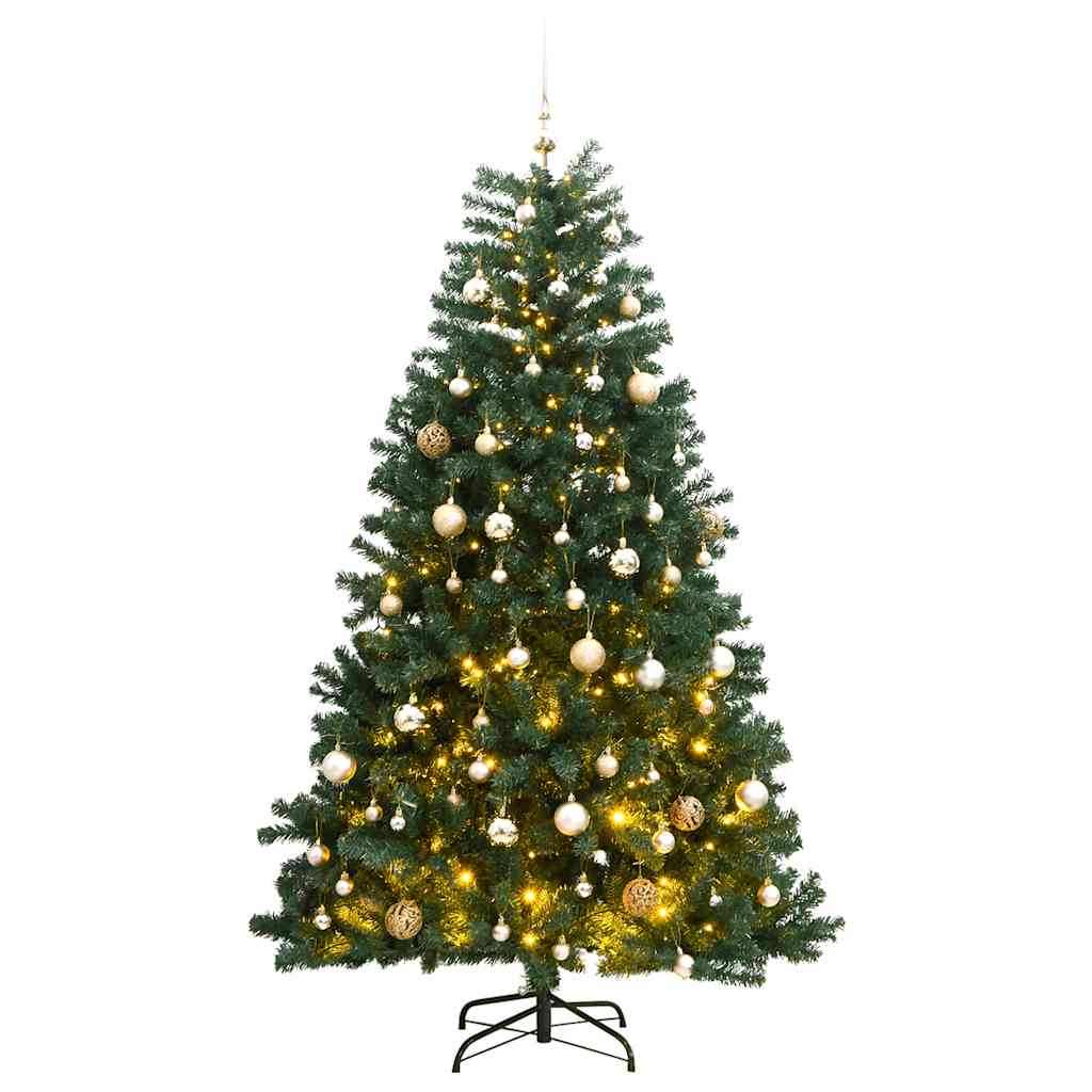 Kalėdų eglutė su šarnyrinėmis šakomis/LED/žaisliukais, 180cm