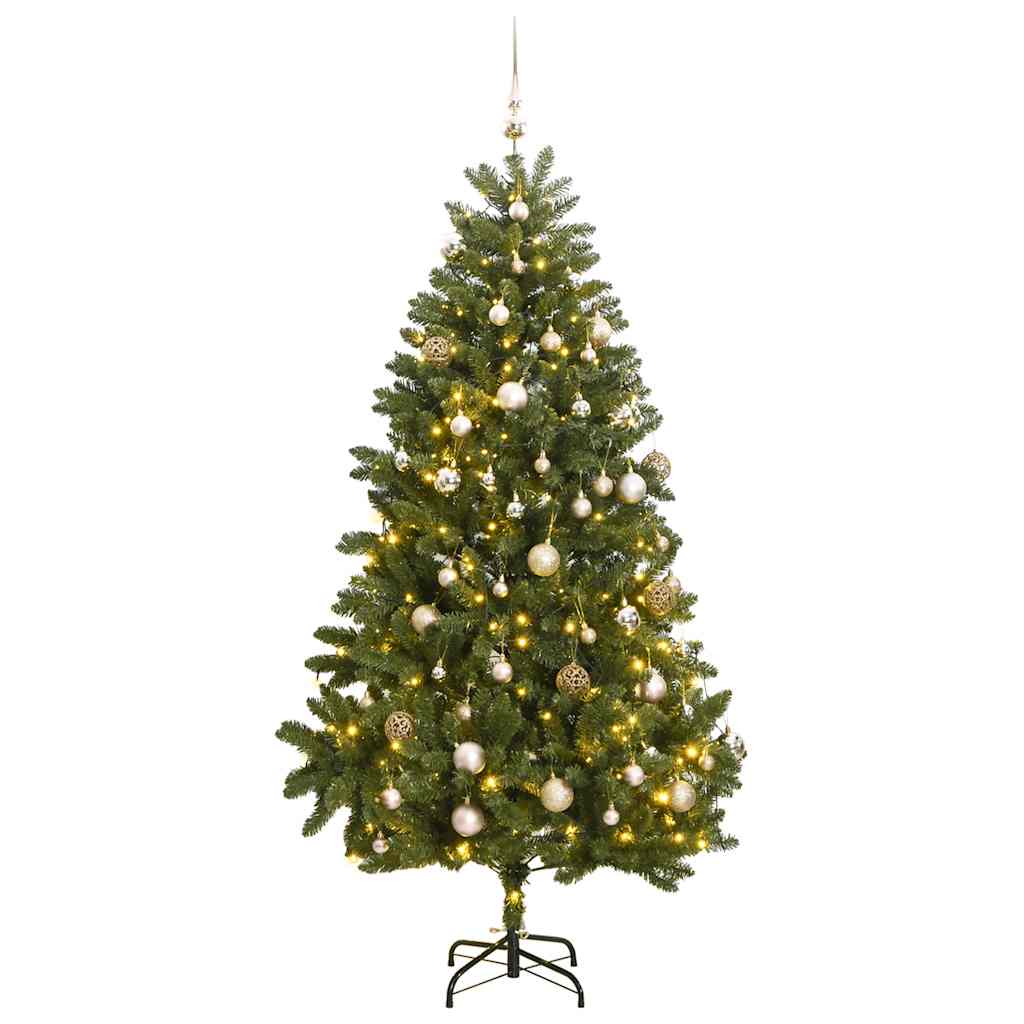 Kalėdų eglutė su šarnyrinėmis šakomis/LED/žaisliukais, 270cm
