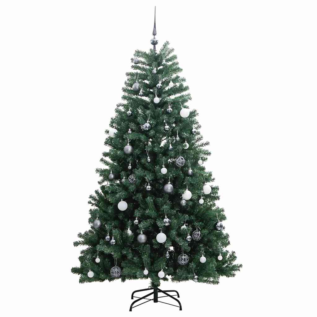 Christmas tree with hinged branches/LED/ornaments, 210cm