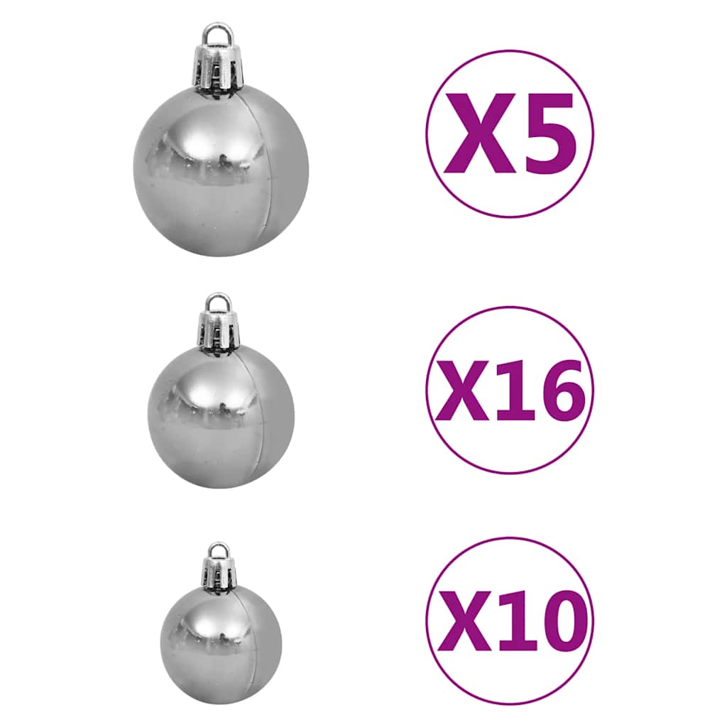 Christmas tree with hinged branches/LED/ornaments, 210cm