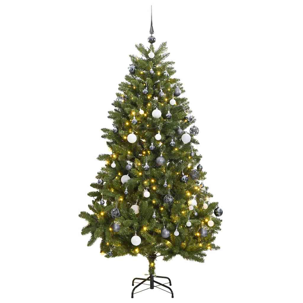 Kalėdų eglutė su šarnyrinėmis šakomis/LED/žaisliukais, 270cm