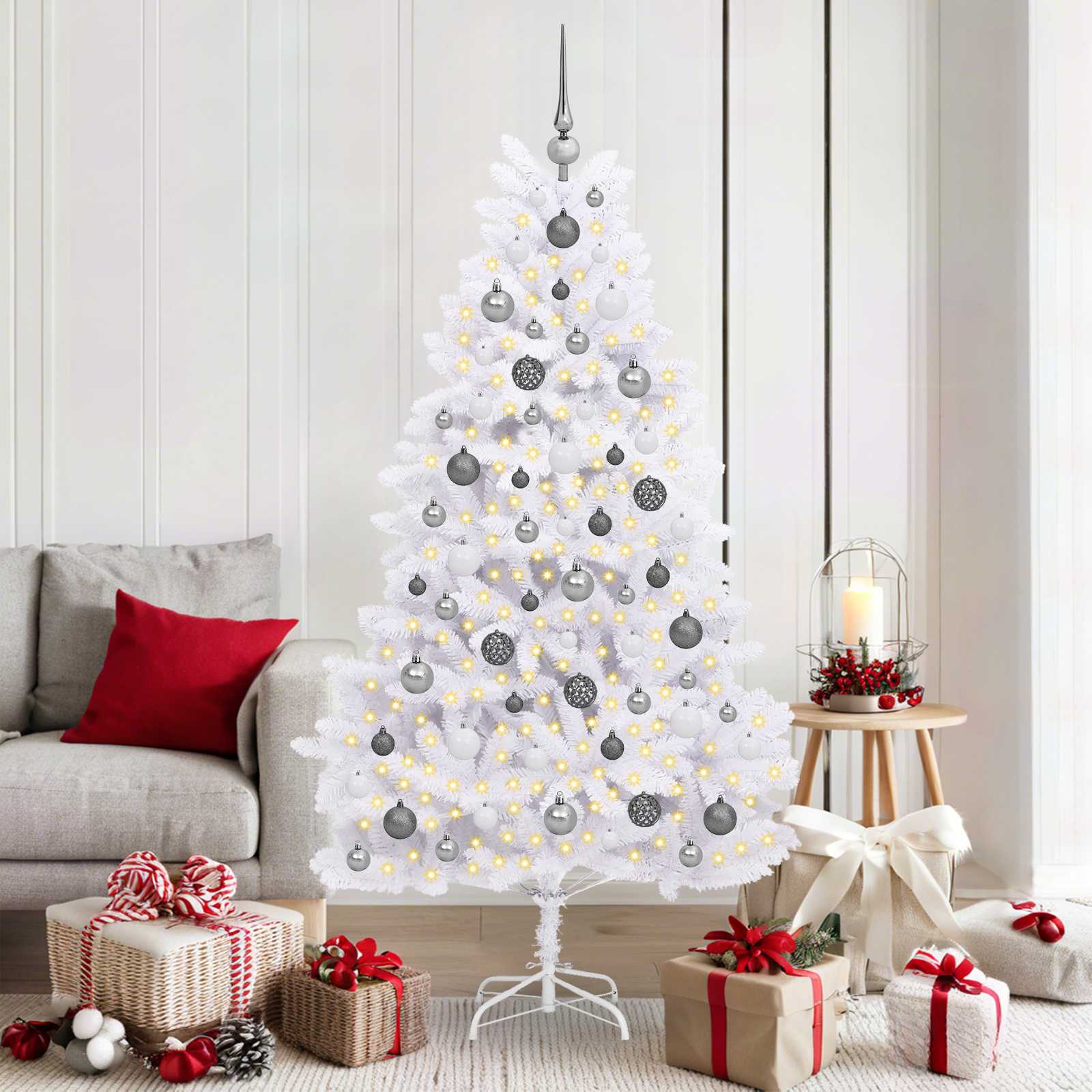 Mākslīgā Ziemassvētku eglīte Balta 90 x 90 x 180 cm PVC un metāls
