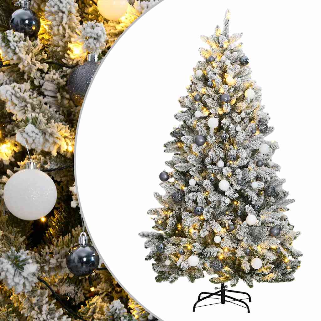 Kalėdų eglutė su šarnyrinėmis šakomis/LED/žaisliukais, 180cm