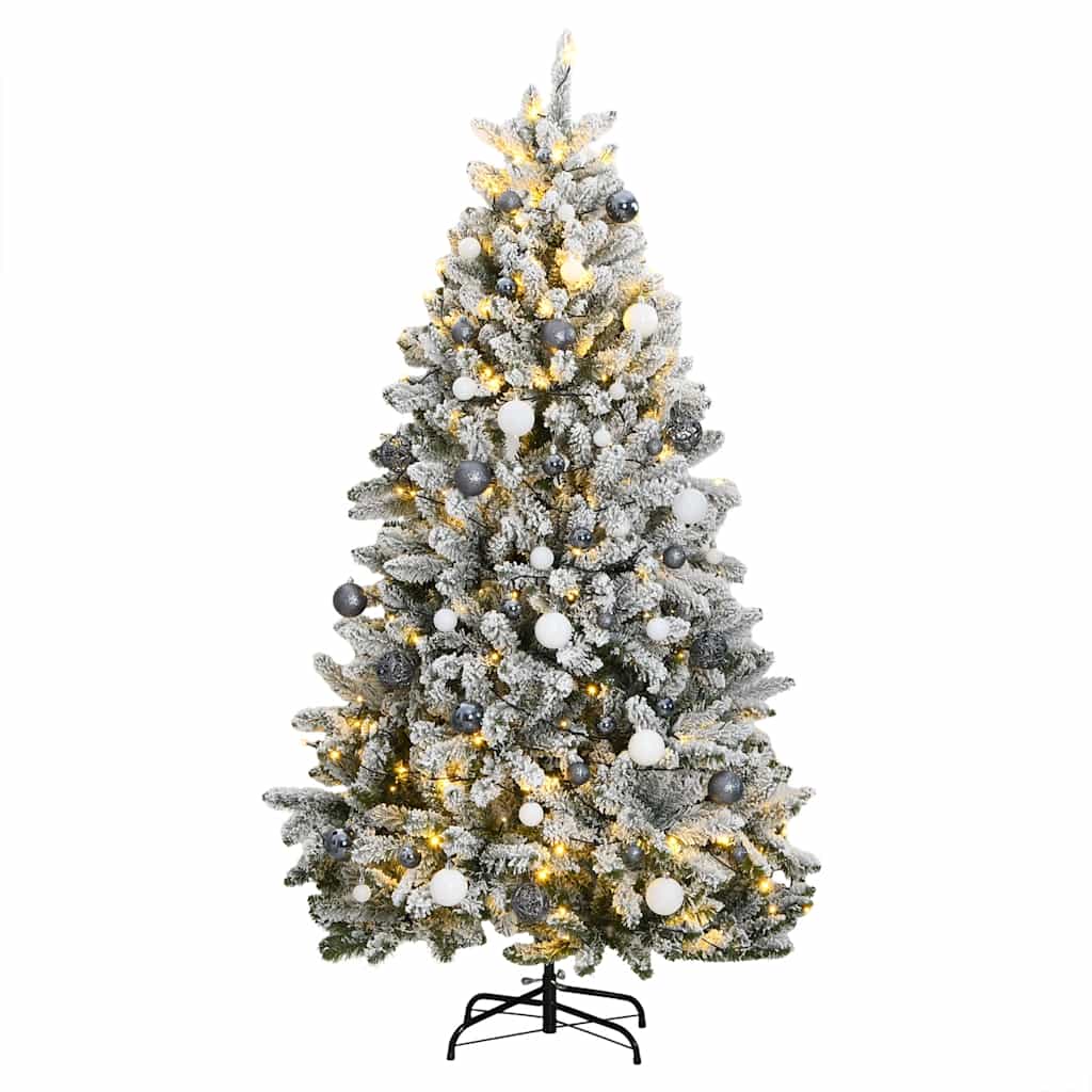 Kalėdų eglutė su šarnyrinėmis šakomis/LED/žaisliukais, 210cm