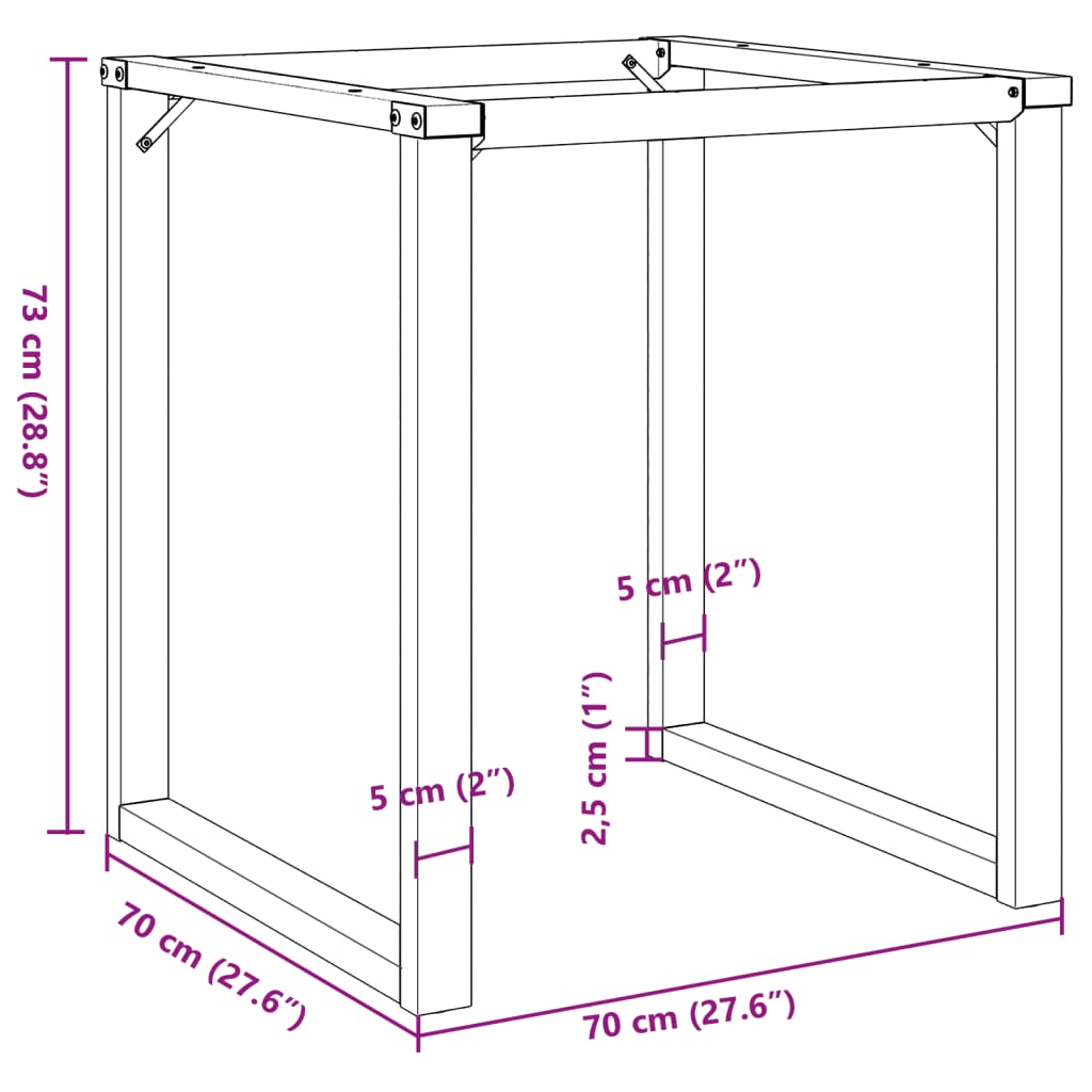 Dining table legs, 70x70x73cm, steel, O-frame