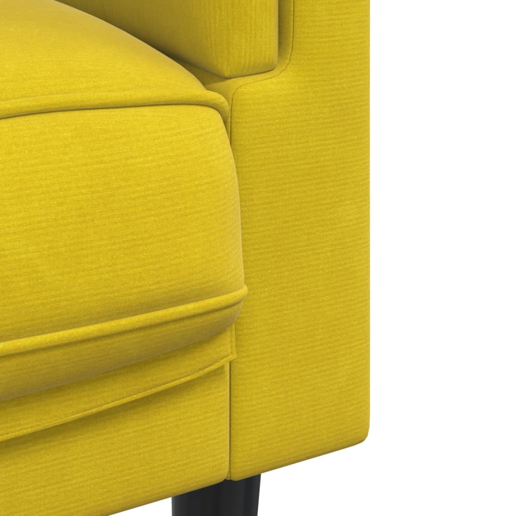 Sofos komplektas su pagalvėmis, 3 dalių, geltonas, aksomas
