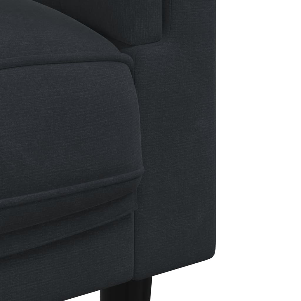 Sofos komplektas su pagalvėmis, 2 dalių, juodas, aksomas