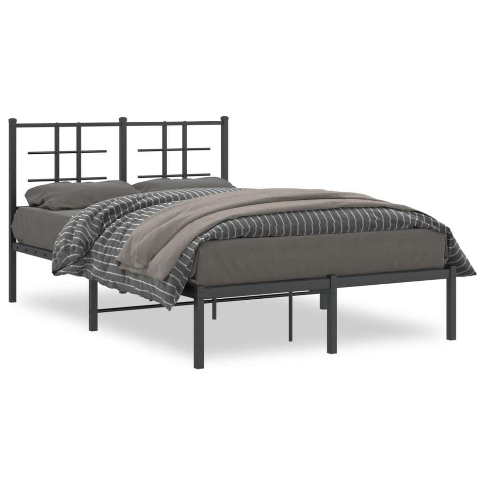 Metalinis lovos rėmas su galvūgaliu, juodos spalvos, 120x200cm