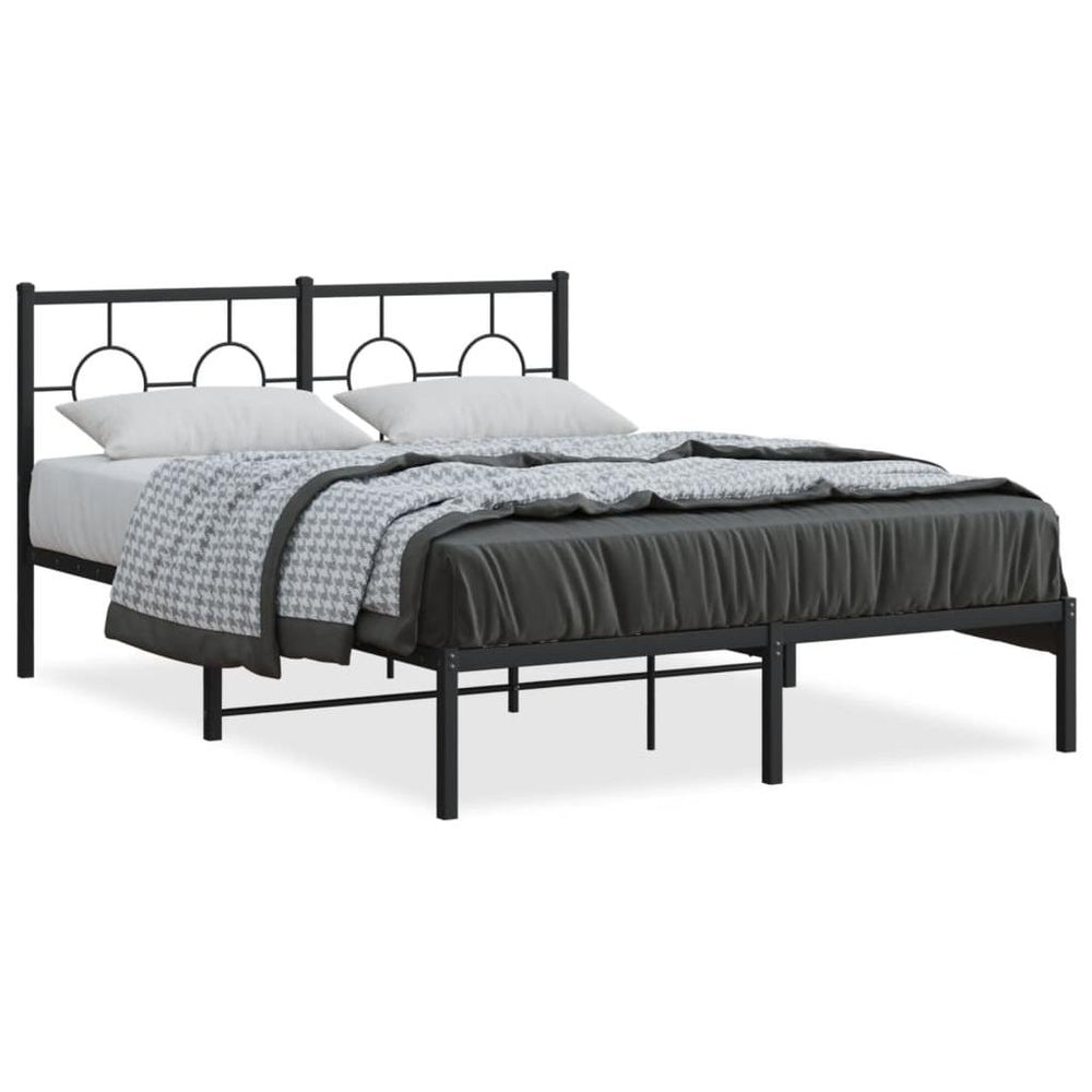 Metalinis lovos rėmas su galvūgaliu, juodos spalvos, 140x190cm