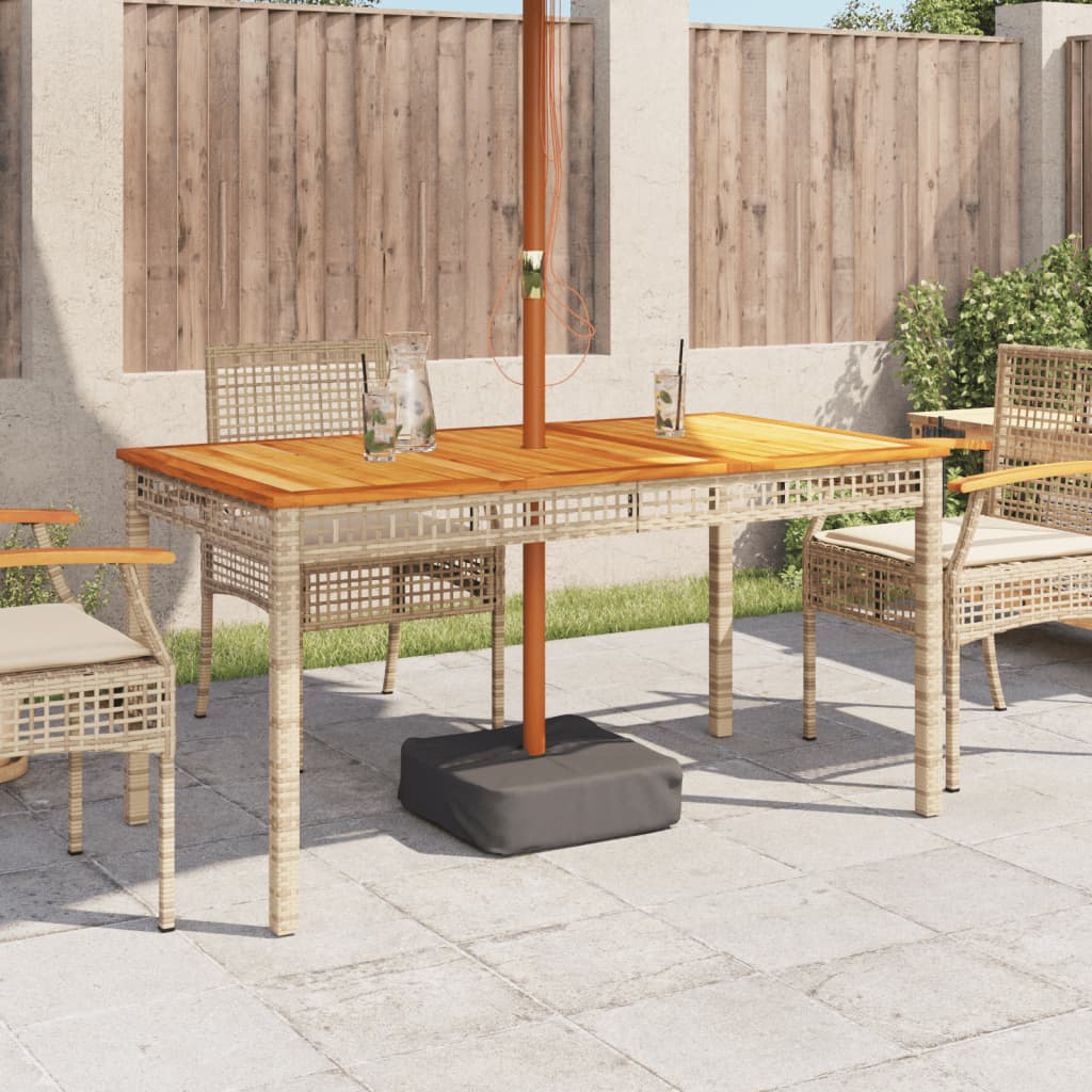 Garden table, sand, 140x80x75cm, polyrattan/acacia wood