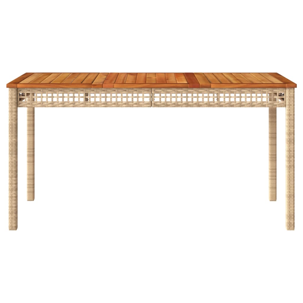 Sodo stalas, smėlio, 140x80x75cm, poliratanas/akacijos mediena
