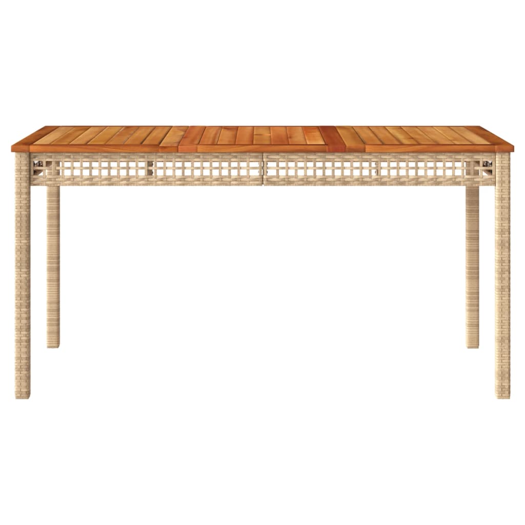 Garden table, sand, 140x80x75cm, polyrattan/acacia wood