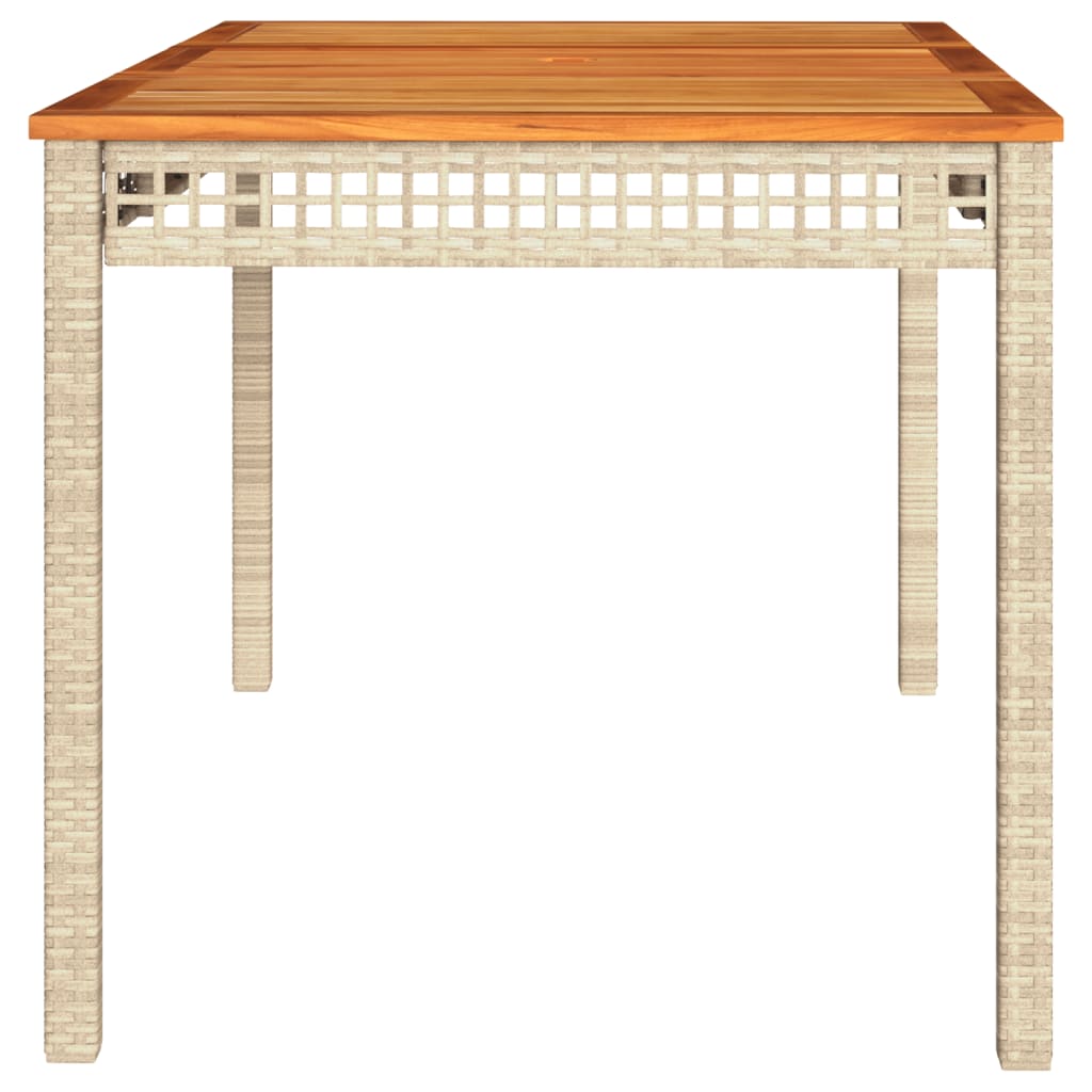 Garden table, sand, 140x80x75cm, polyrattan/acacia wood