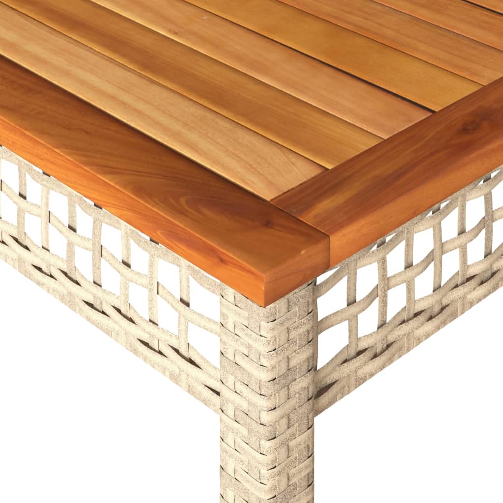 Garden table, sand, 140x80x75cm, polyrattan/acacia wood