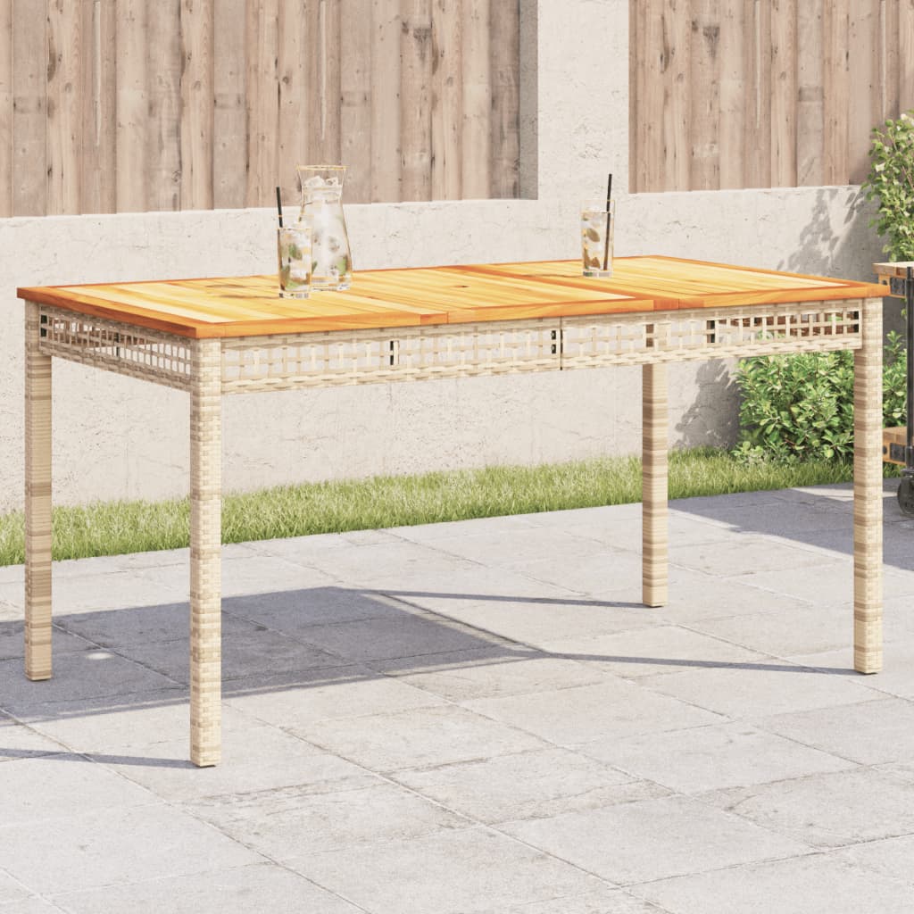 Garden table, sand, 140x80x75cm, polyrattan/acacia wood