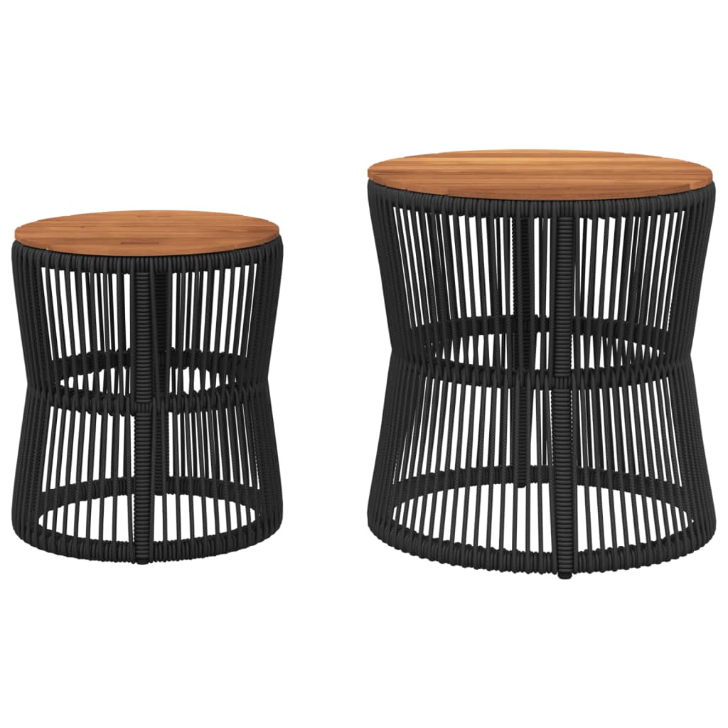 Side garden tables, 2 pcs., black, poly rattan