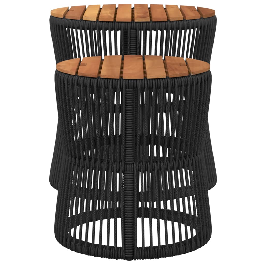 Side garden tables, 2 pcs., black, poly rattan