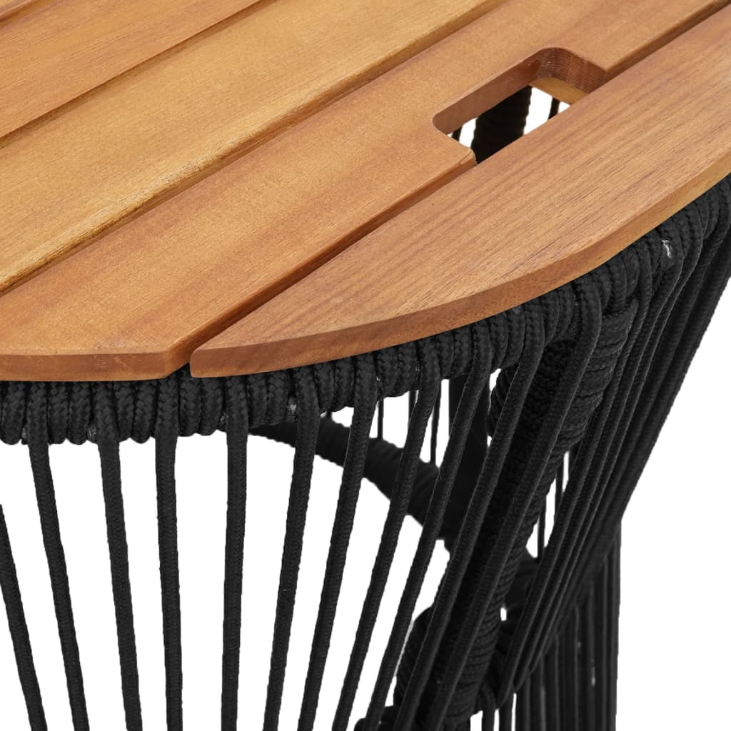 Side garden tables, 2 pcs., black, poly rattan