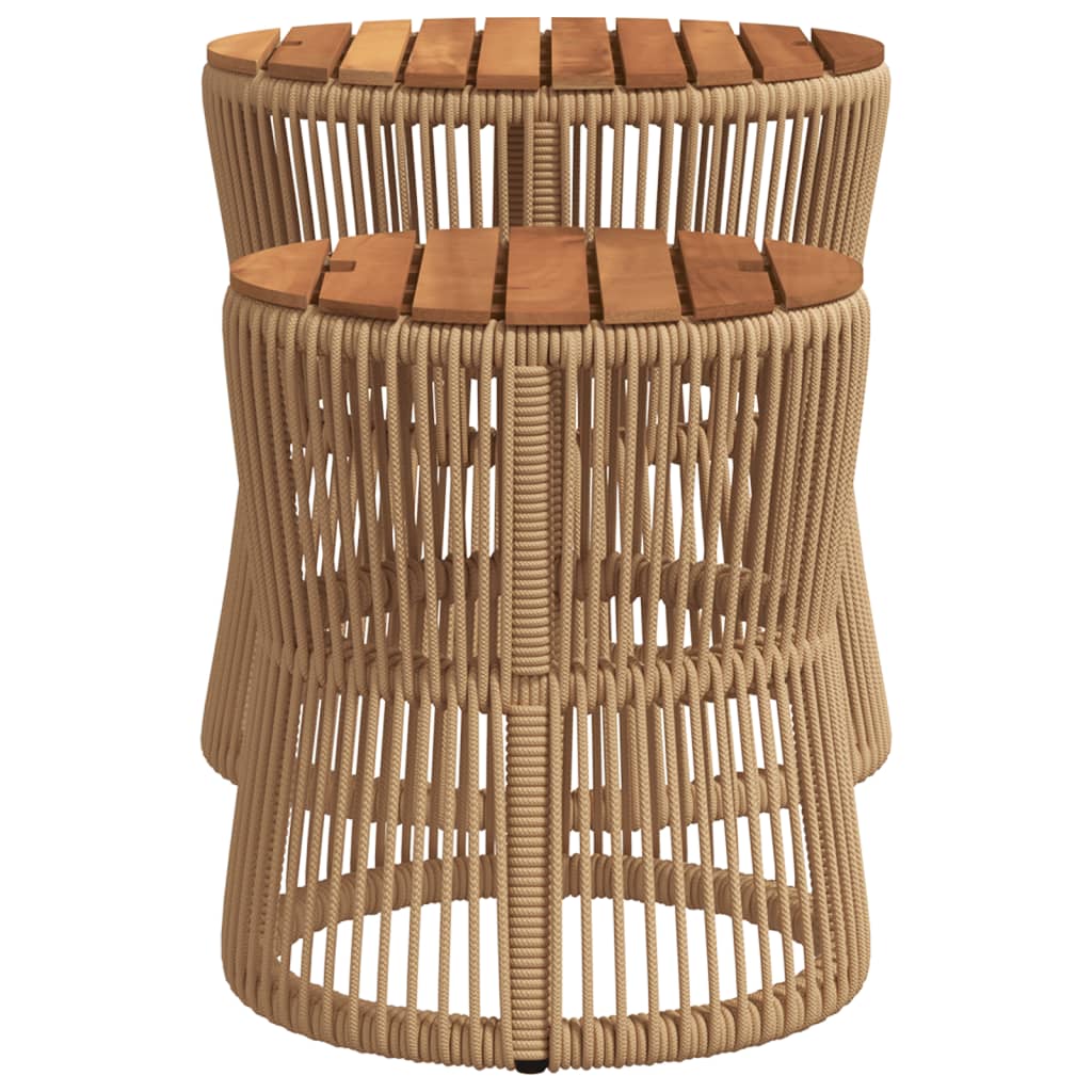 Side Table for Garden, 2 pcs, Sand, Poly Rattan