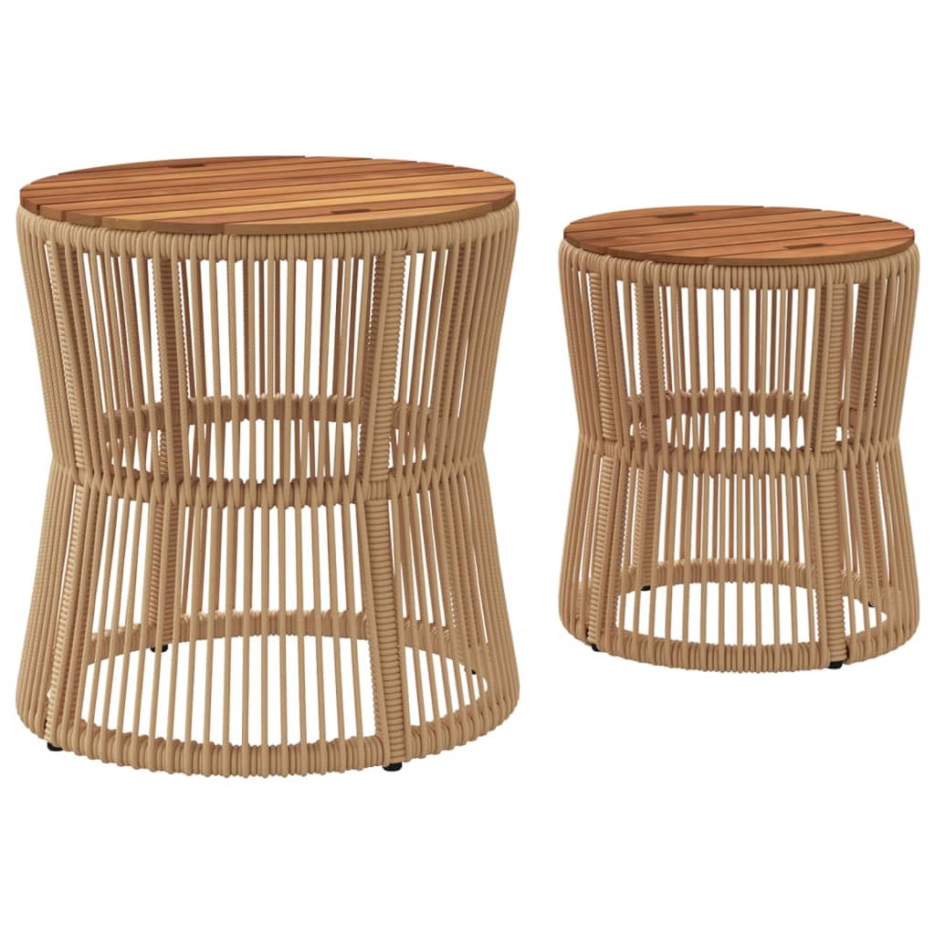Side Table for Garden, 2 pcs, Sand, Poly Rattan