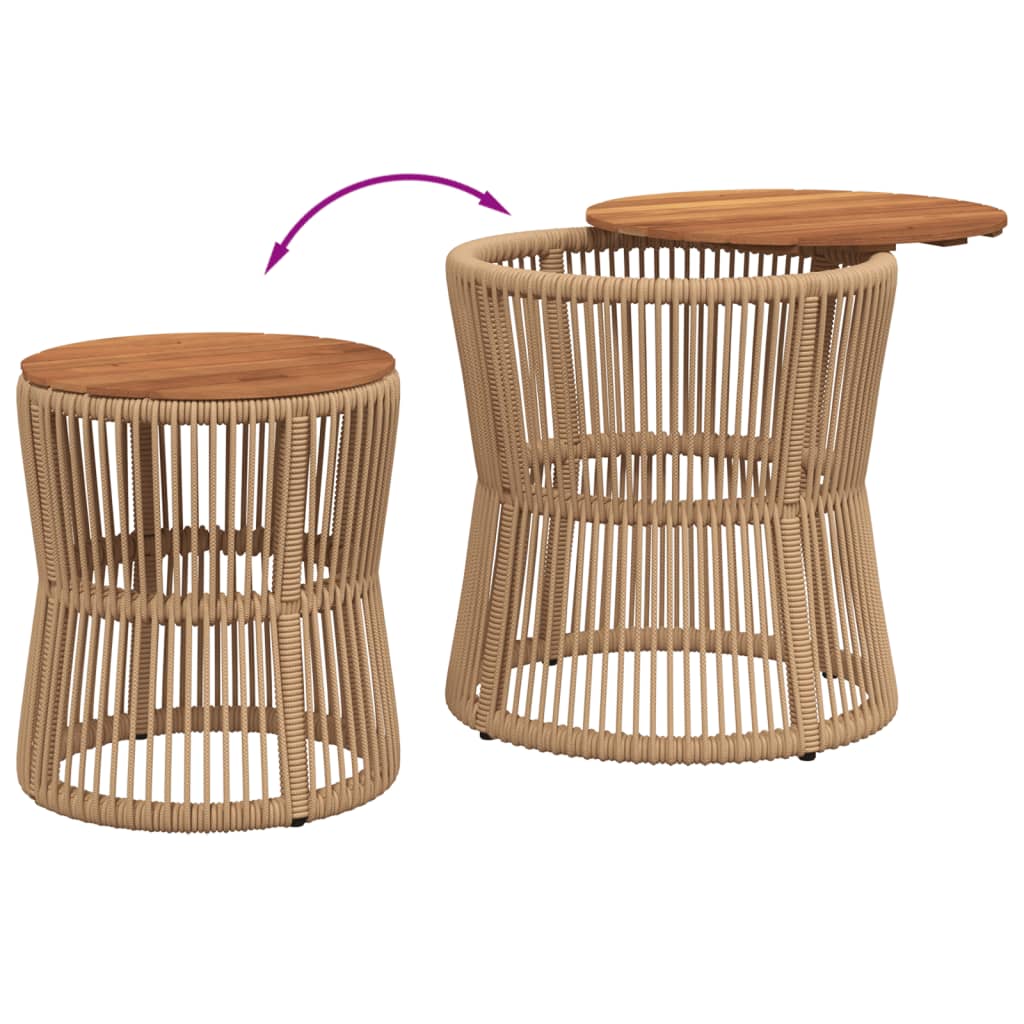 Side Table for Garden, 2 pcs, Sand, Poly Rattan