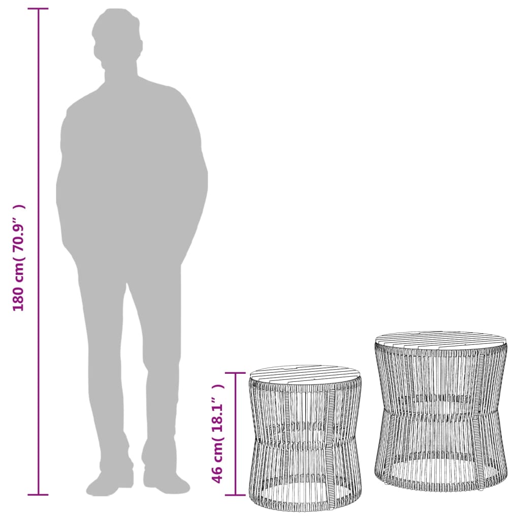 Side Table for Garden, 2 pcs, Sand, Poly Rattan