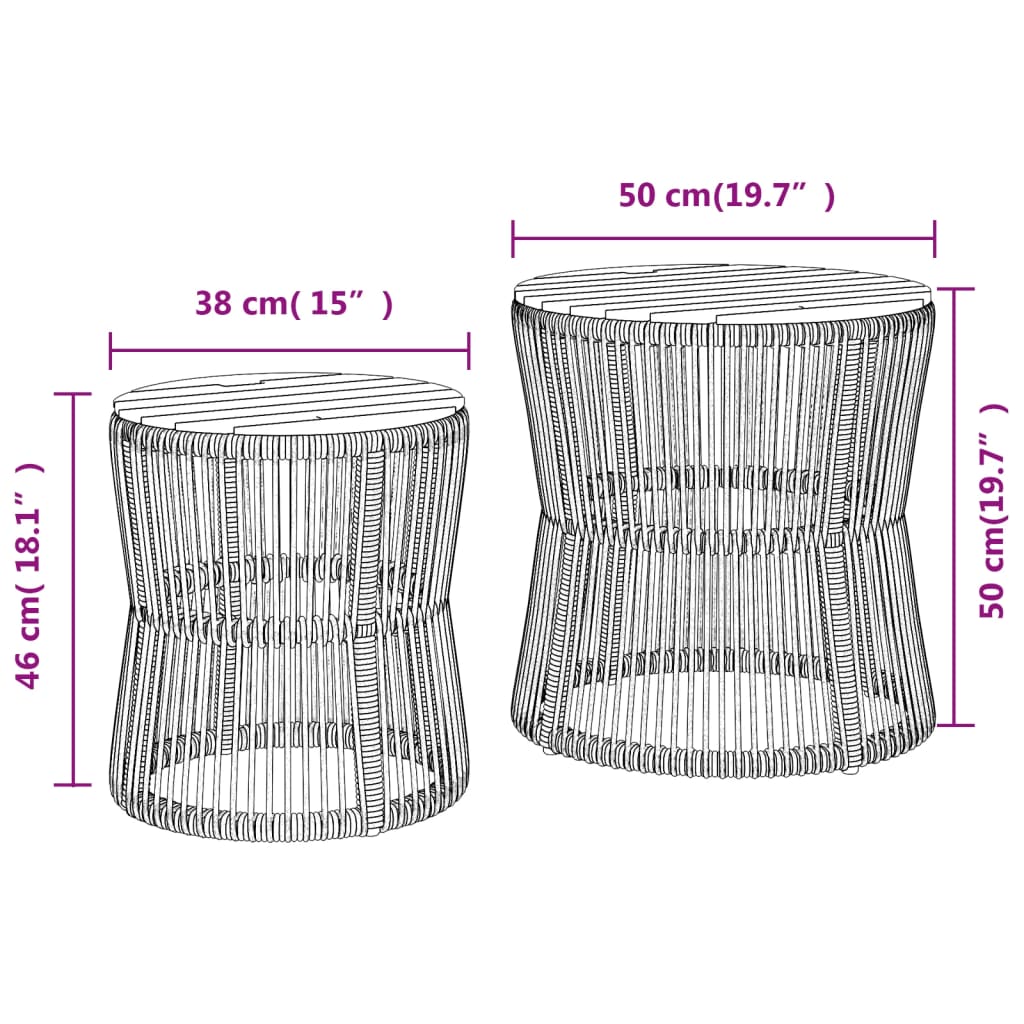 Side Table for Garden, 2 pcs, Sand, Poly Rattan