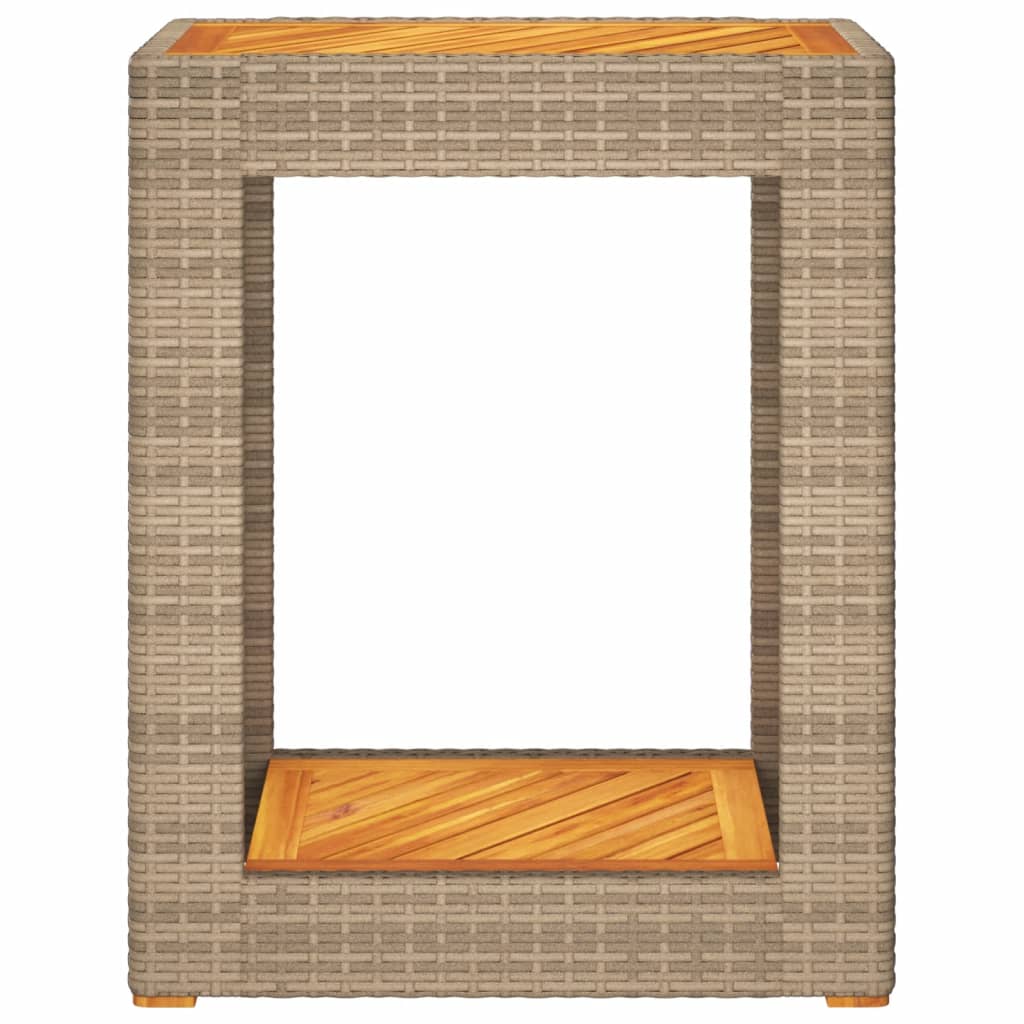 Stalas su mediniu stalviršiu, smėlio, 60x40x75cm, poliratanas