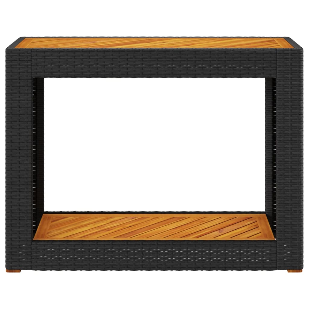 Galds ar koka virsmu, melns, 100x40x75cm, pīts (polirotangs)