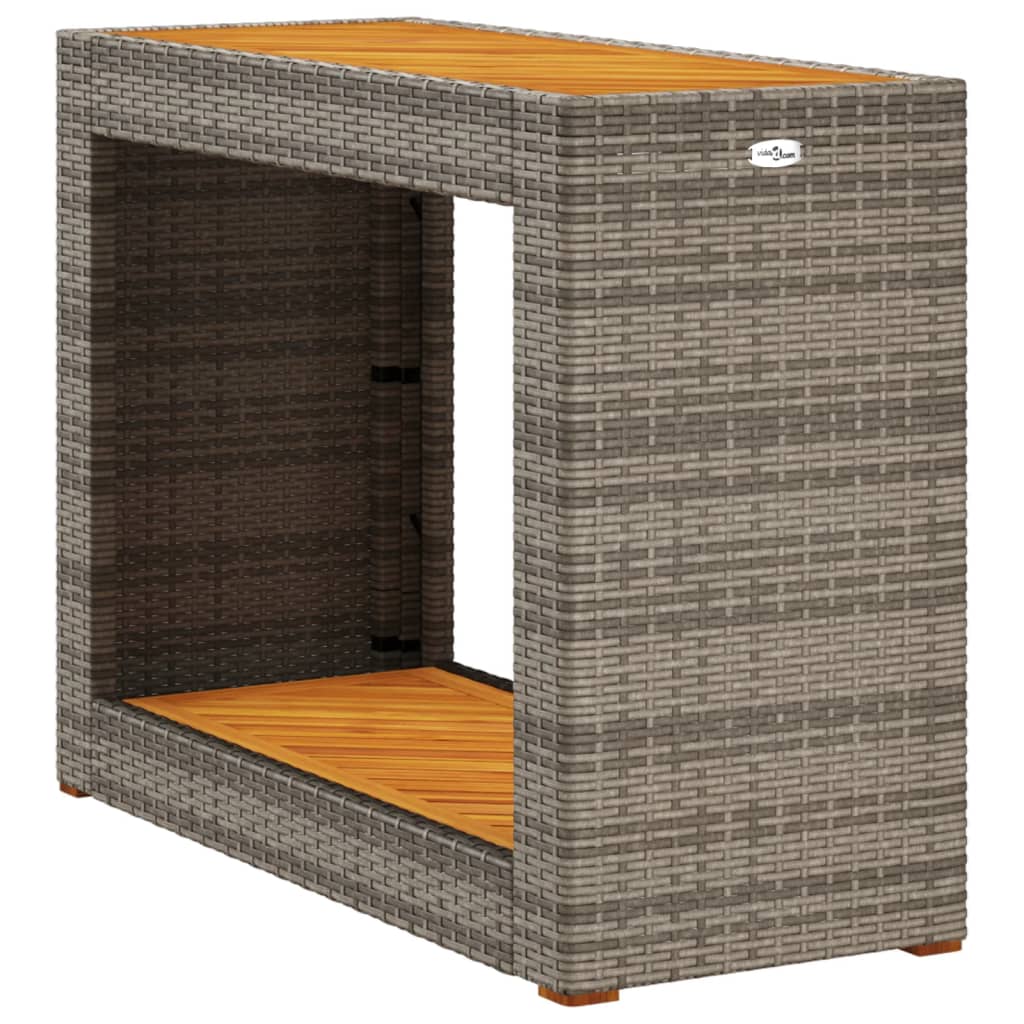 Galds ar koka virsmu, pelēks, 100x40x75cm, polirotangs