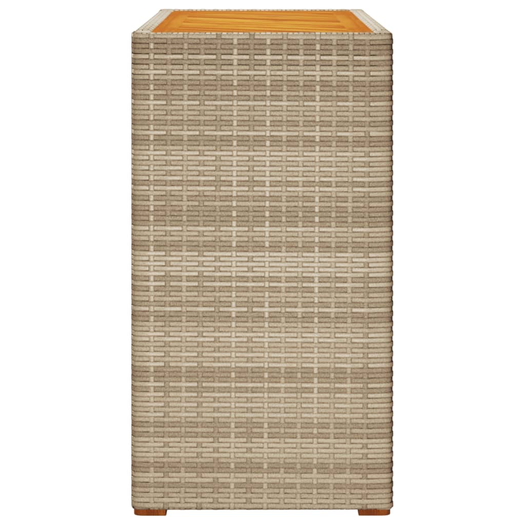 Stalas su mediniu stalviršiu, smėlio, 100x40x75cm, poliratanas