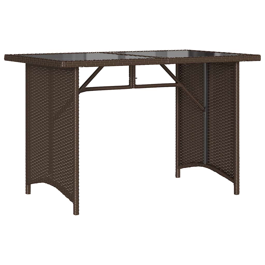Stalas su stikliniu stalviršiu, rudas, 110x68x70cm, poliratanas