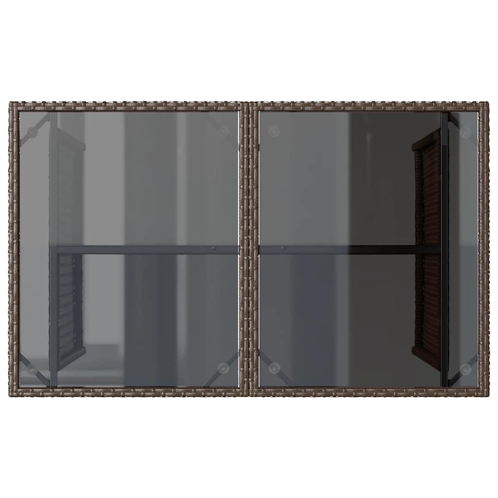 Stalas su stikliniu stalviršiu, rudas, 110x68x70cm, poliratanas
