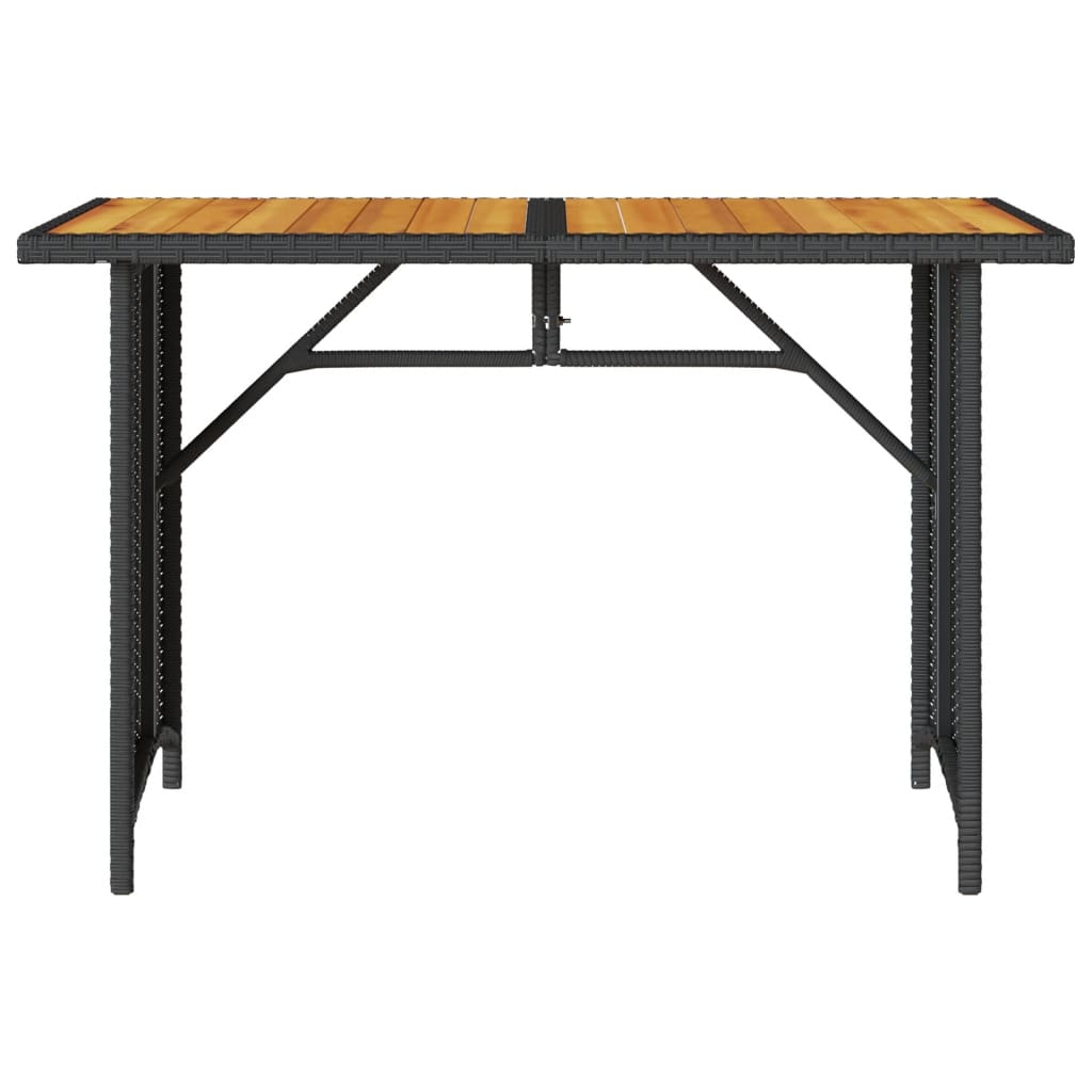Stalas su mediniu stalviršiu, juodas, 110x68x70cm, poliratanas